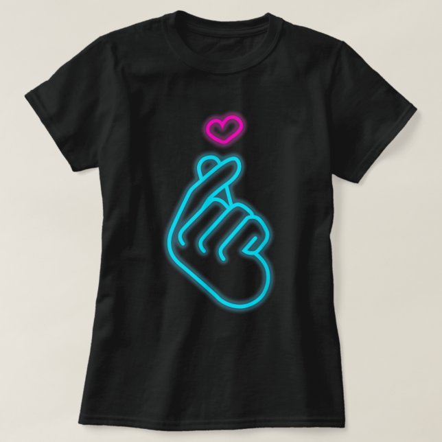 K-pop Hand Symbol Finger Heart Korea Pop Music Wo T Shirt (Design framsida)