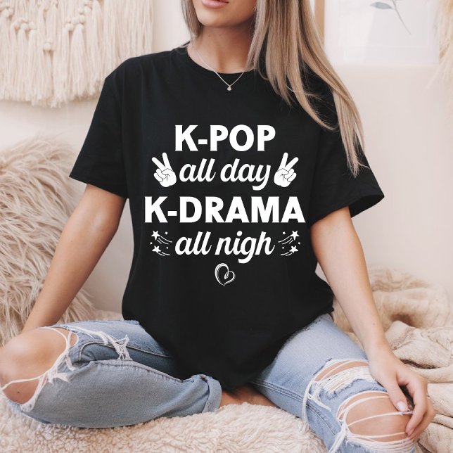 K-Pop hela dagen K-Drama hela natten, koreansk mus T Shirt (Skapare uppladdad)