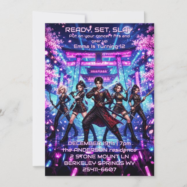 K-pop Idolkrigares Födelsedag Inbjudningar (Framsida)