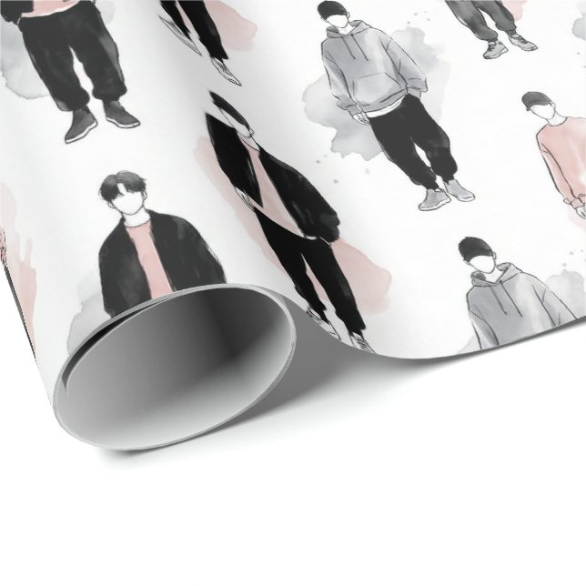 K-Pop Idols Silhouette Aesthetic Seamless Pattern  Presentpapper (Rullad Hörn)