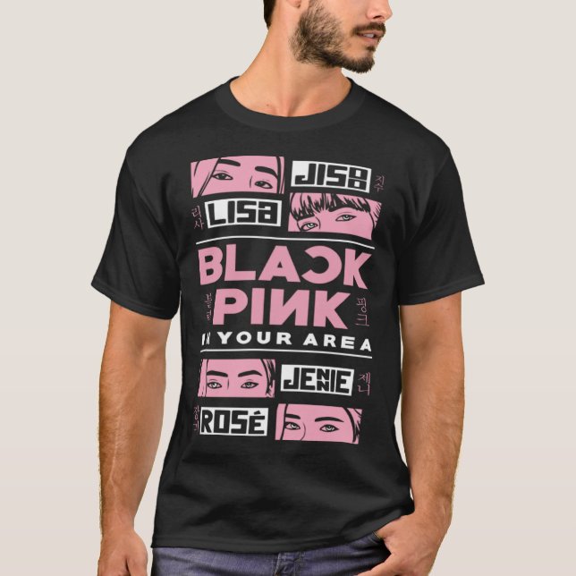 K pop Korean Pop Fashion Black Pink Korea K pop T Shirt (Framsida)