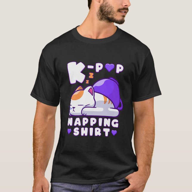 K-pop Music Sleeping Cat K-pop Napping T Shirt (Framsida)