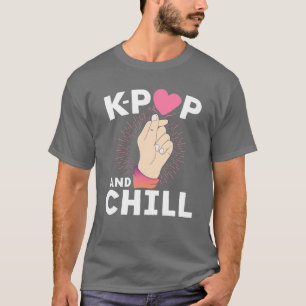 K-Pop och Chill Finger Heart koreanska Kpop Mercha T Shirt