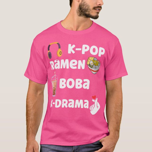 K-Pop Ramen Boba K-Drama K-Pop T Shirt (Framsida)