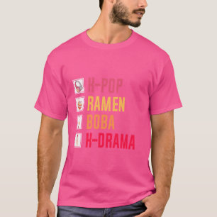 K-Pop Ramen Boba K-Drama koreansk Music Heart T Shirt