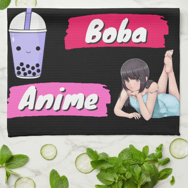 K-Pop, Ramen, Boba och Anime Pop Culture Fläkt Kökshandduk (Vikta)