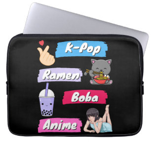 K-Pop, Ramen, Boba och Anime Pop Culture Fläkt Laptop Fodral