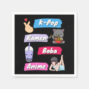 K-Pop, Ramen, Boba och Anime Pop Culture Fläkt Pappersservett