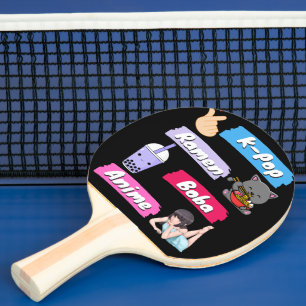 K-Pop, Ramen, Boba och Anime Pop Culture Fläkt Pingisracket