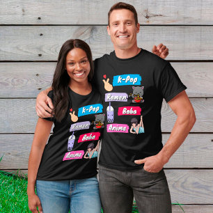 K-Pop, Ramen, Boba och Anime Pop Culture Fläkt T Shirt
