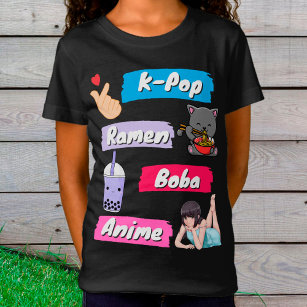 K-Pop, Ramen, Boba och Anime Pop Culture Fläkt T Shirt