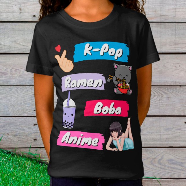 K-Pop, Ramen, Boba och Anime Pop Culture Fläkt T Shirt (Skapare uppladdad)