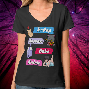 K-Pop, Ramen, Boba och Anime Pop Culture Fläkt T Shirt