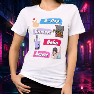 K-pop, Ramen, Boba och Anime Pop Graphic Tee