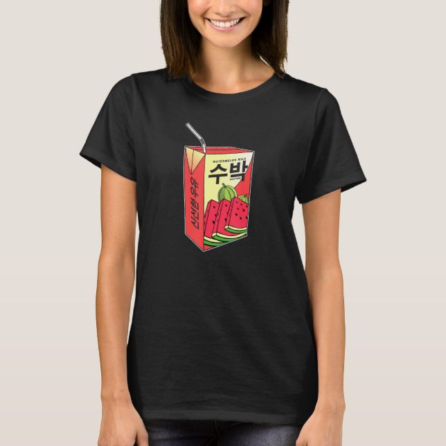 K Pop Watermelon Drink Korea Kpop Koreansk Drink T Shirt (Framsida)