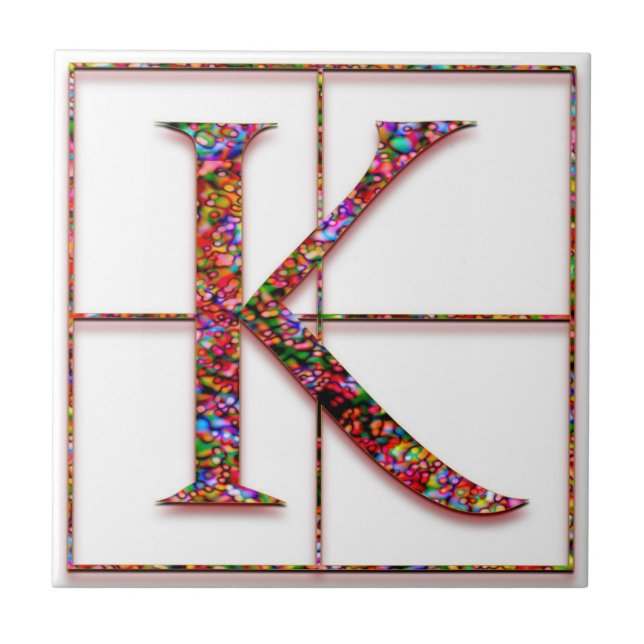 K Trajanus Red Anpassningsbar Monogram Tile Kakelplatta (Framsidan)