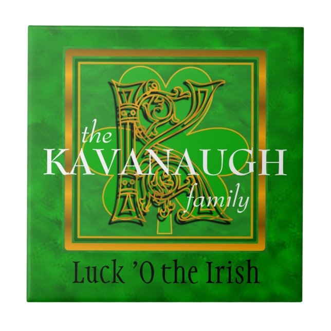 K ’Tur of the Irish’ Family Anpassningsbar Monogra Kakelplatta (Framsidan)