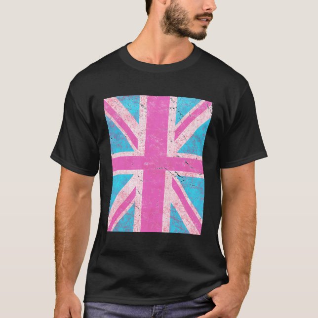 K Union Jack Uk Flagga T Shirt (Framsida)