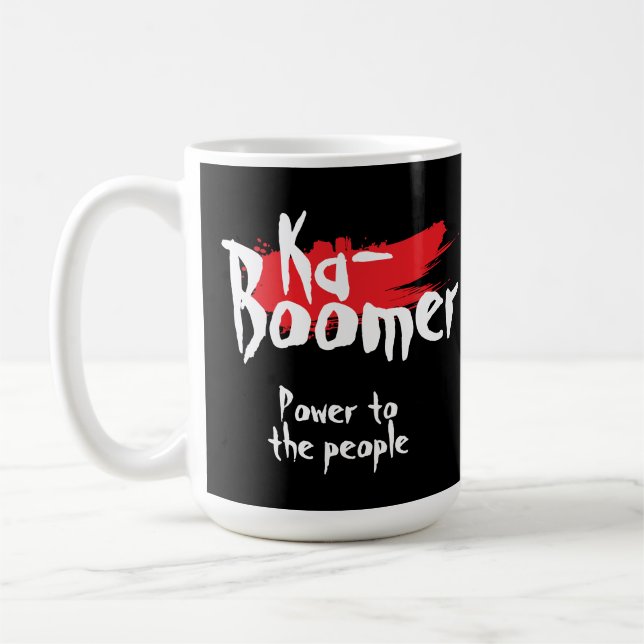 Ka- boomer fun one word minimalist cool trendy kaffemugg (Vänster)