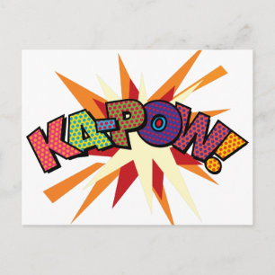 KA-POW Din Meddelande Pratbubbla Kul Retro Vykort