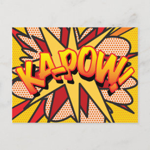 KA-POW Din Meddelande Pratbubbla Kul Retro Vykort