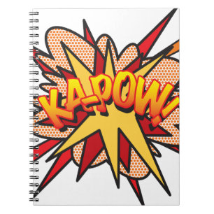 KA-POW Kul Retro Serietidning Popkonst Anteckningsbok Med Spiral