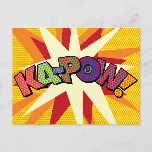 KA-POW Kul Retroserietidning Popkonst Vykort (Framsida)