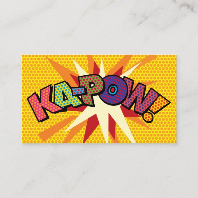 KA-POW Rollig Retro Serietidning Visitkort (Framsida)