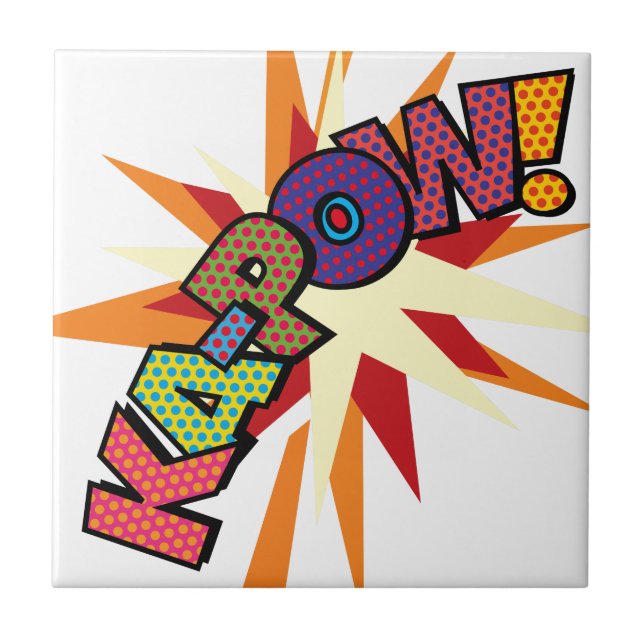 KA-POW Rollig Retro Tecknad Serie Pop Art Kakelplatta (Framsidan)