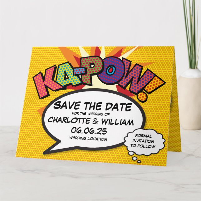 KA-POW Spara datum Kul Retro Serietidning Popkonst Kort (Framsida)