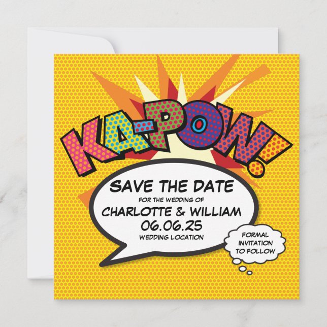 KA-POW Spara datumet Rolig Retro Serietidning Pop  (Framsida)