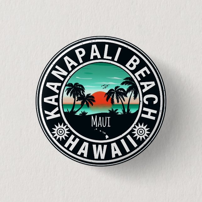 Ka'anapali Beach Hawaii Retro Sunset Souvenirs 60- Knapp (Framsida)