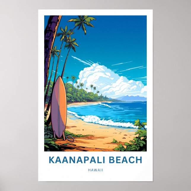 Kaanapali Beach Hawaii Travel Skriv ut Poster (Framsidan)