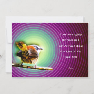 Kaart enkel met gedicht Rumi - Sing like the birds