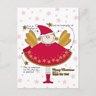 Kaart kerstengeltje knut selen DIY Vykort