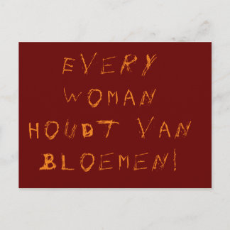 Kaart träffade taalgrapje, die bos bloemen aankond vykort