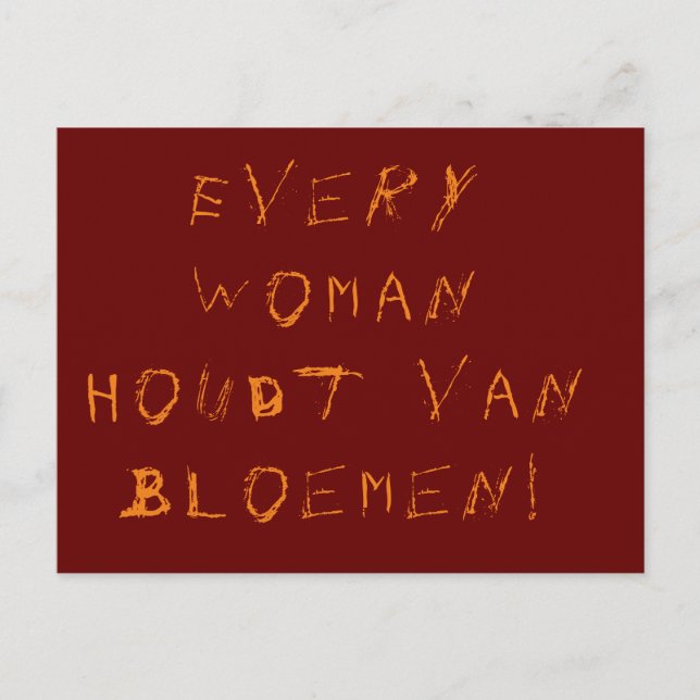 Kaart träffade taalgrapje, die bos bloemen aankond vykort (Framsida)