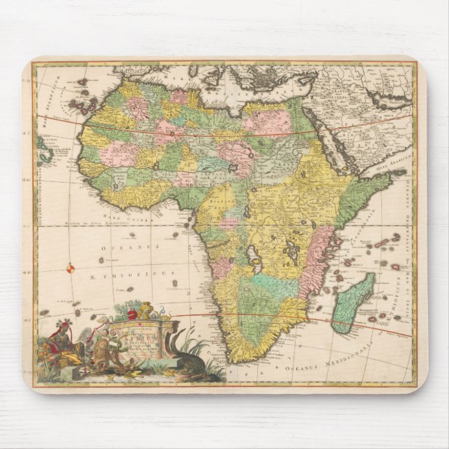 Kaart van Afrika (ca. 1690) av Carel Allard. Musmatta (Framsidan)