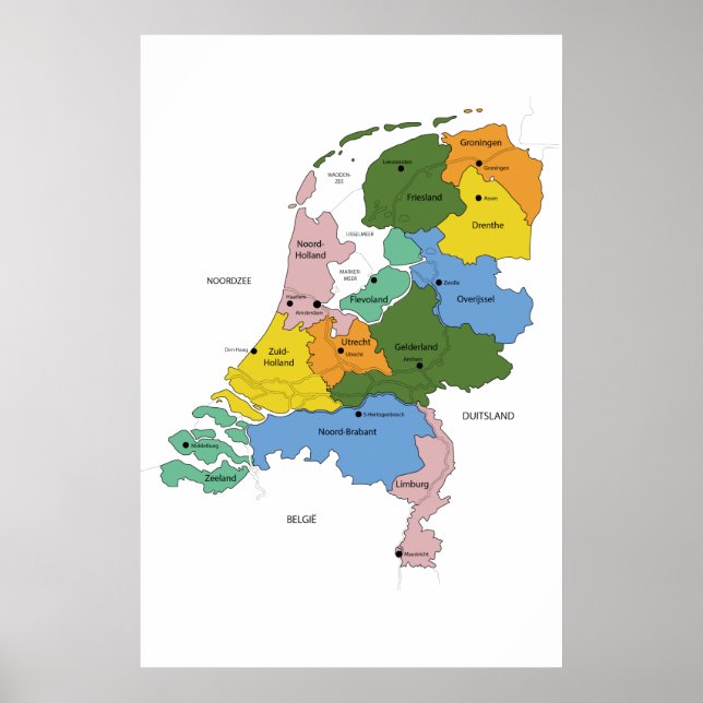 Kaart van Nederland Poster (Framsidan)