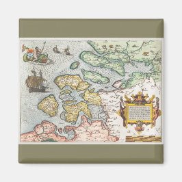 Kaart van Zeeland (1592) av Frans Hogenberg. Magnet