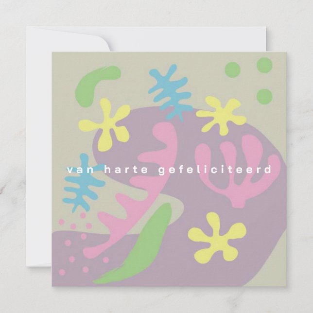 kaart verjaardag abstracte bloemen kort (Framsida)