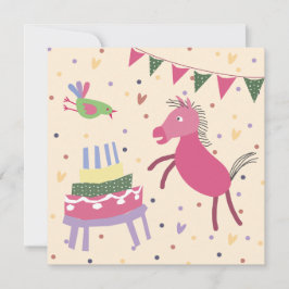  kaart verjaardag paardje met taart kort