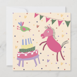  kaart verjaardag paardje met taart kort