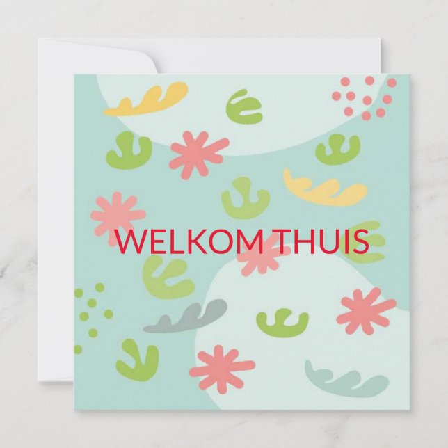 kaart welkom thuis abstracte bloem kort (Framsida)