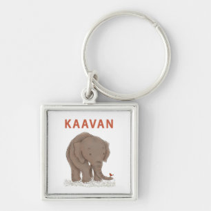 Kaavan : Världens Loneliest Elephant  Fyrkantig Silverfärgad Nyckelring
