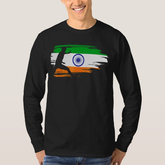 Kabaddi Indian Sports Indian Flagga T Shirt (Framsida)