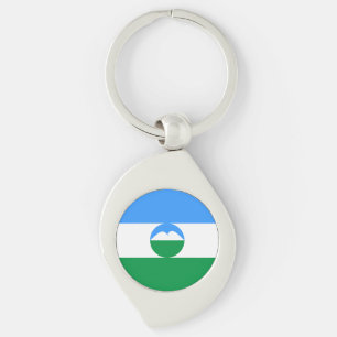 Kabardino-Balkariens flagga Swirl Silverfärgad Nyckelring