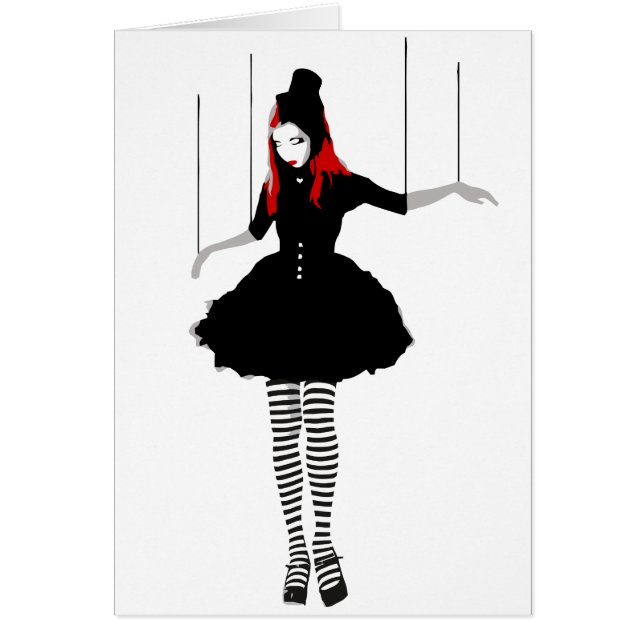 kabarémarionett hälsningskort (Framsidan)