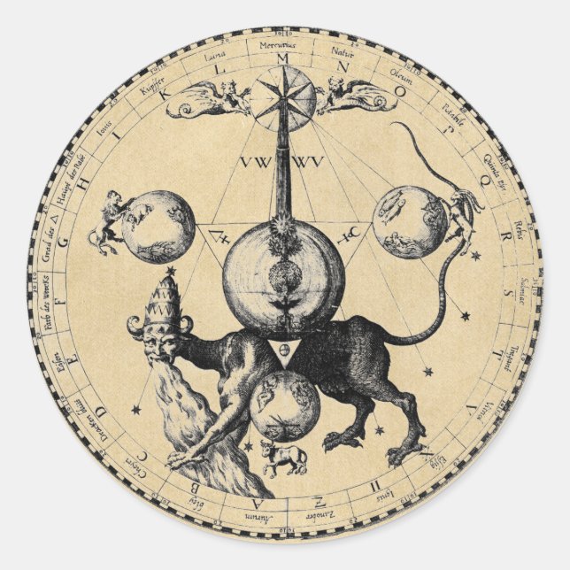 Kabbalah Dragon Symbol Runt Klistermärke (Framsida)