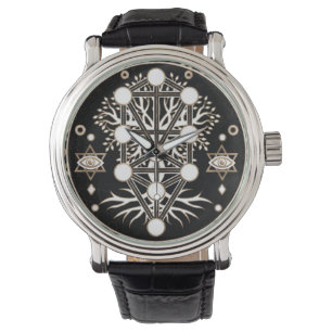 Kabbalah Geometry Ornamry Livets träd Armbandsur